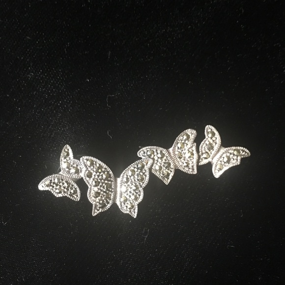 Jewelry - Vintage silver and marcasite butterfly pin.